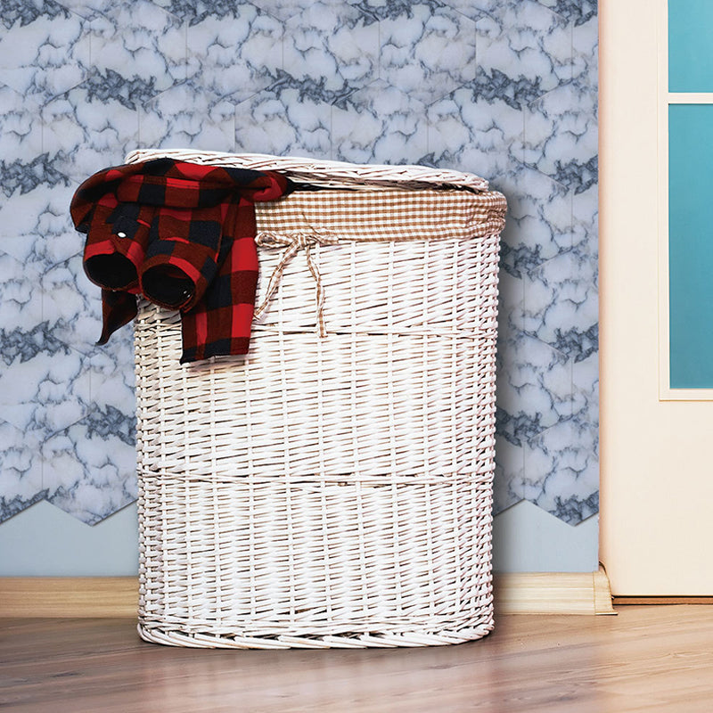 Marble Tile Pattern Wallpaper Panels Modern Stick On Kitchen Wall Art, 5-sq ft, Blue