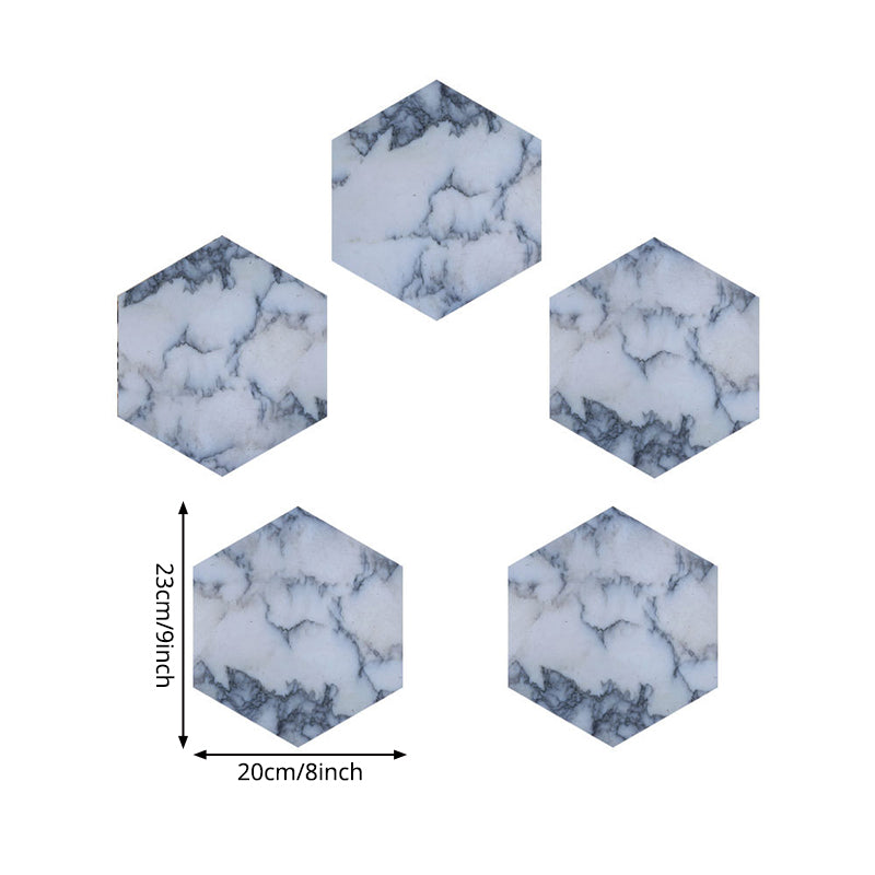 Marble Tile Pattern Wallpaper Panels Modern Stick On Kitchen Wall Art, 5-sq ft, Blue