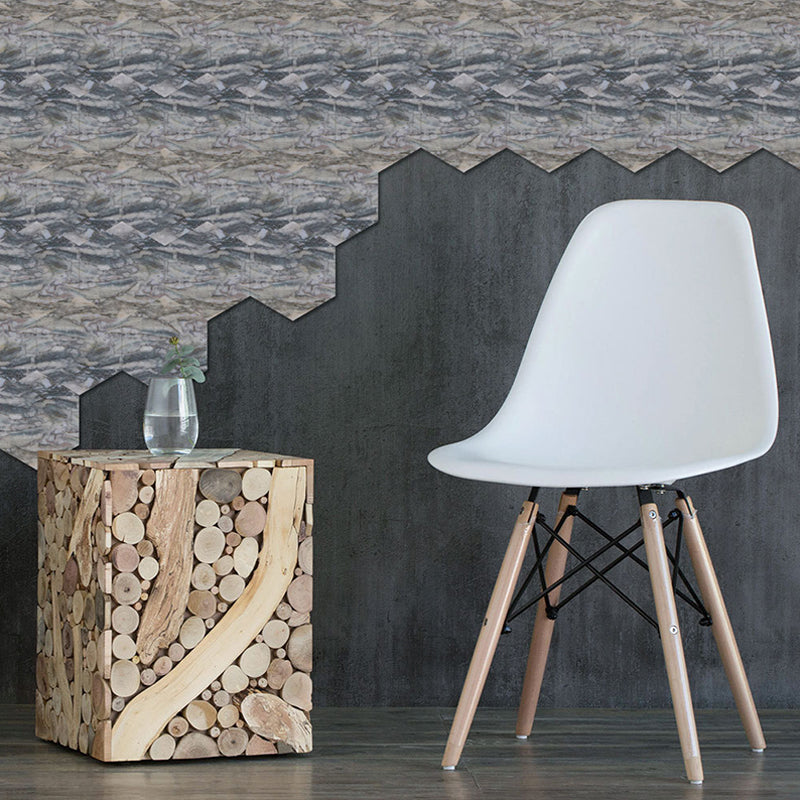 Grey Marble Effect Wallpaper Panel Set Peel and Paste Wall Covering for Living Room
