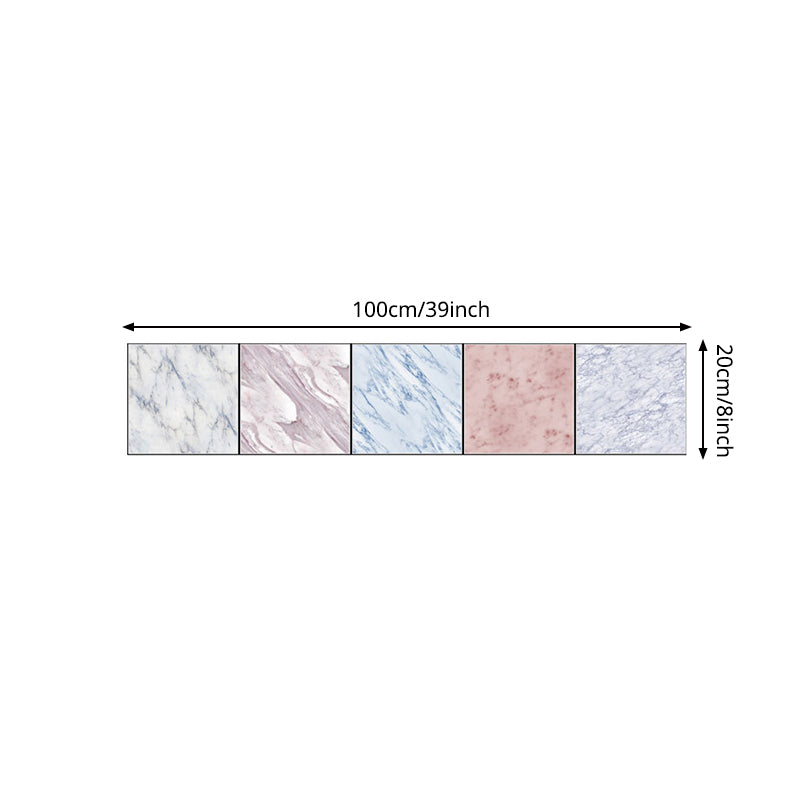 Pink-Blue Marble Wallpaper Panels Square Tiles Modern Peel off Wall Covering for Kitchen