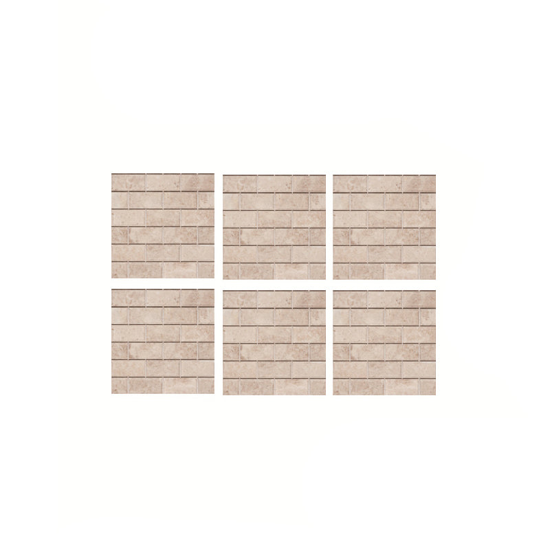 Beige Ceramics Brick Wallpaper Panels Peel and Stick Wall Covering for Dining Room