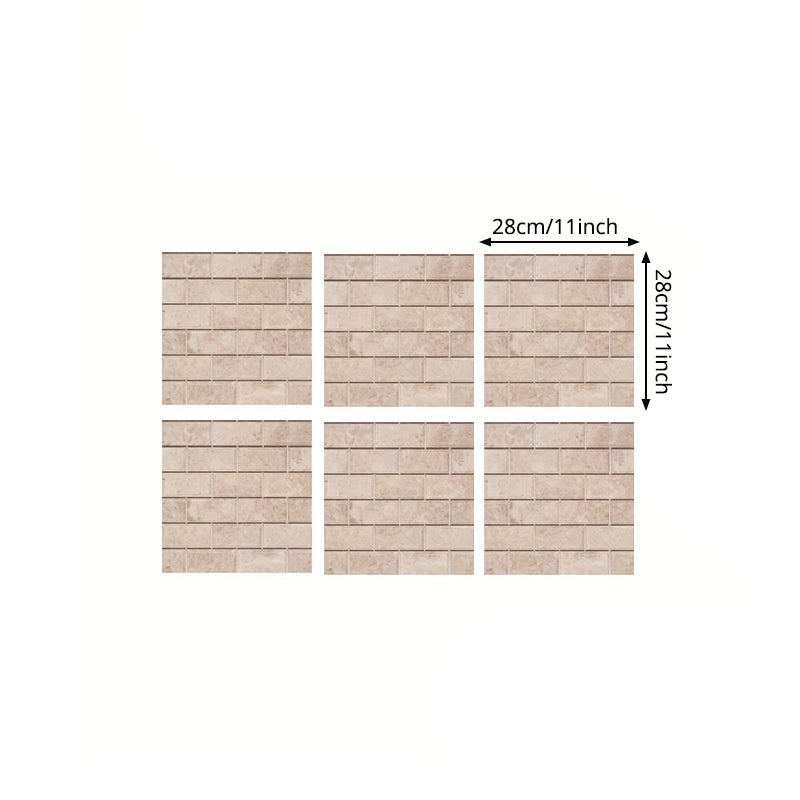 Beige Ceramics Brick Wallpaper Panels Peel and Stick Wall Covering for Dining Room