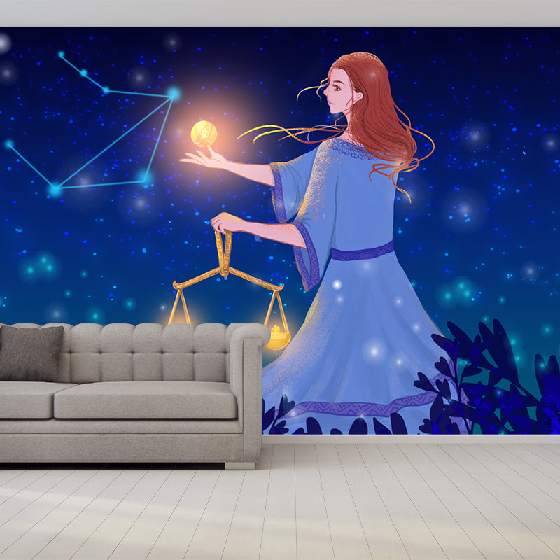 Blue Libra Constellation Mural Decal Fairy Childrens Art Water Resistant Wall Art