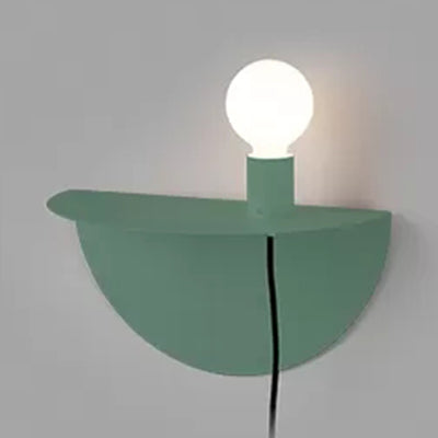 Open Bulb Kids Bedroom Wall Light with Half-Circle Metal 1 Light Nordic Style Sconce Light