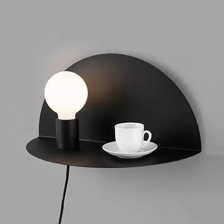 Open Bulb Kids Bedroom Wall Light with Half-Circle Metal 1 Light Nordic Style Sconce Light