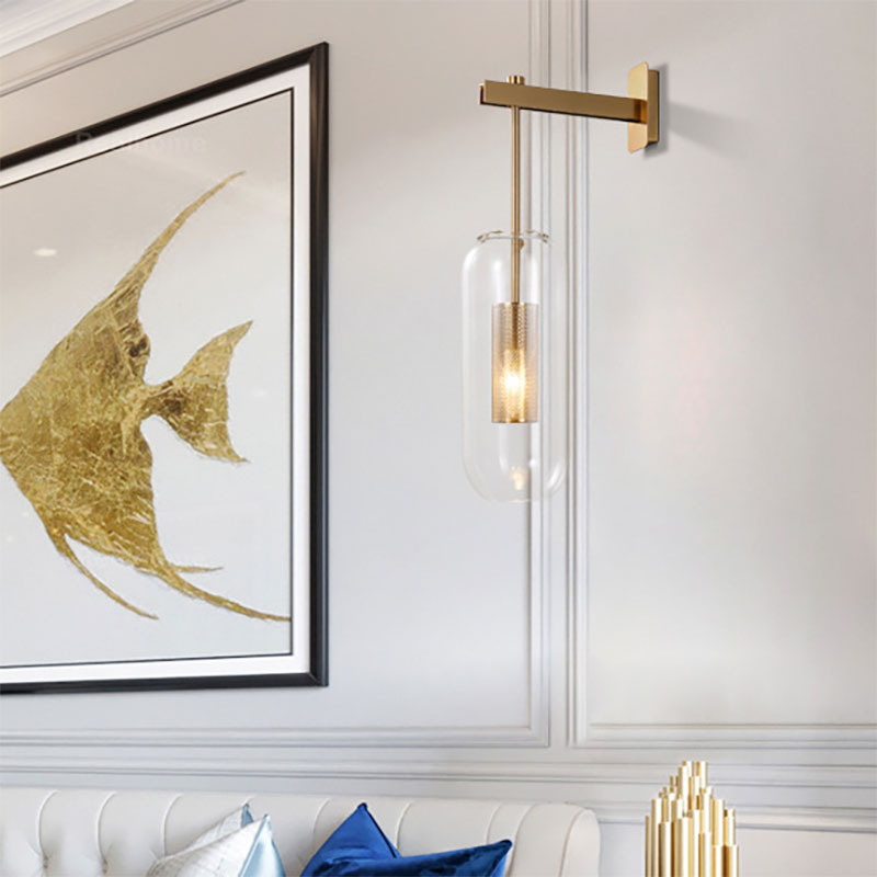 Zylinder klares Glas -Leuchte -Beleuchtung moderne 1 hellschwarz/goldene Wandmontageleuchte