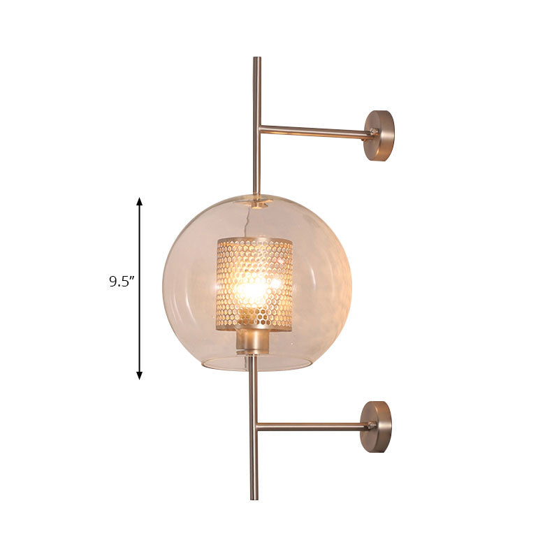 Global Clear Glass Sconce Light Vintage 1 Light 8"/9.5" Wide Silver/Gold Wall Mount Light Fixture