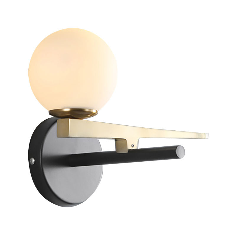 White Glass Sphere Wall Lighting Modern 1 Light Gold Led Wall Mounted Light Fixture