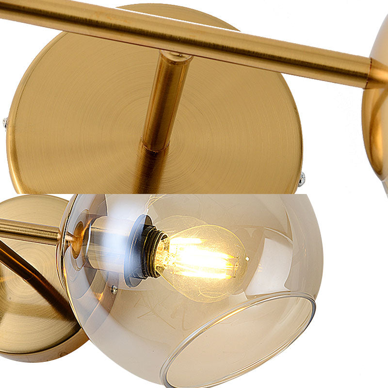 Modernist 2 Lights Wall Lamp with Clear Glass Shade Gold Spherical Wall Mount Light Fixture