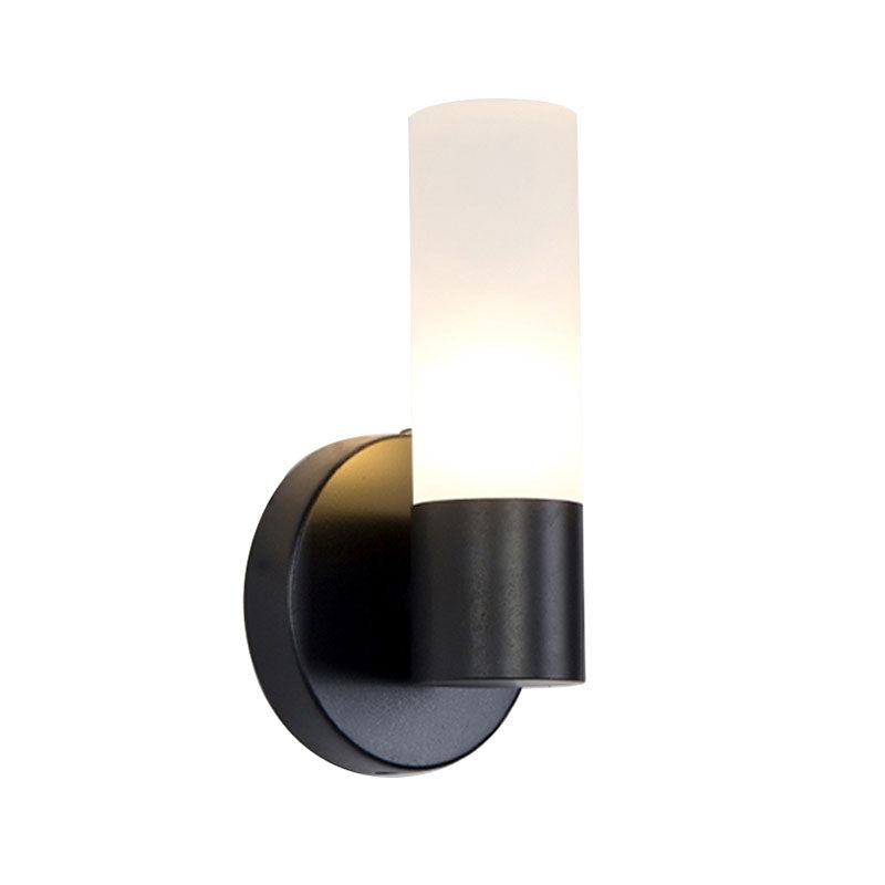Cilinder Witglas SCONCE LAMP Modernist 1 Licht Zwarte LED Wall Monted Light Fixture