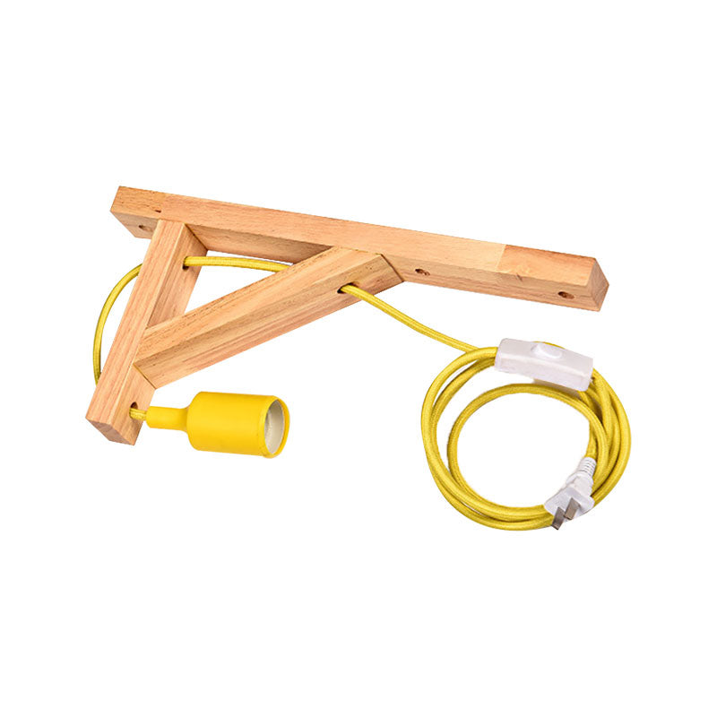 Blootgestelde lamp houten hangende wand sconce 1 licht nat Noordse wandlamp in meerdere kleuren