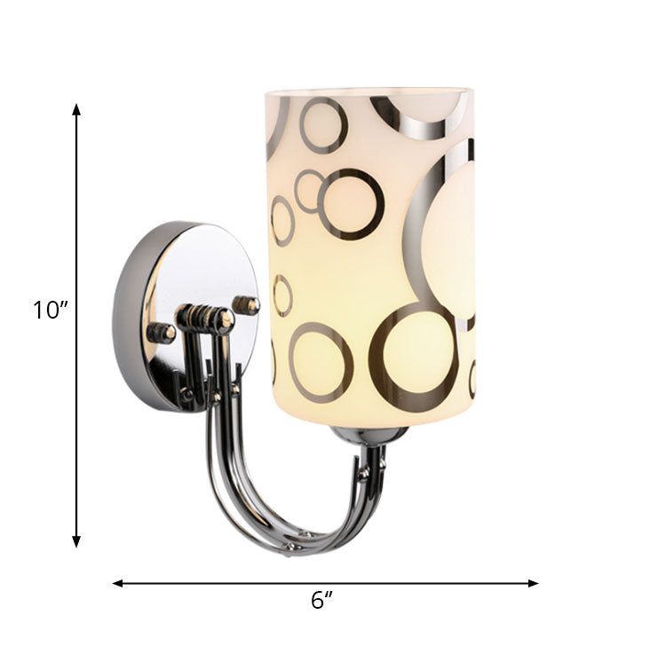 Glass Cylinder Shade Wall Sconce 1/2-Lights Modern Wall Lamp in Chrome Finish for Bedside