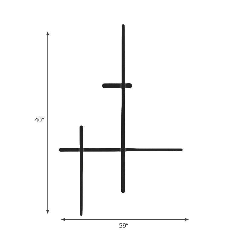 Crossed Lines Large Wall Lighting Metal LED Modern Wall Mount Light in Black for Living Room
