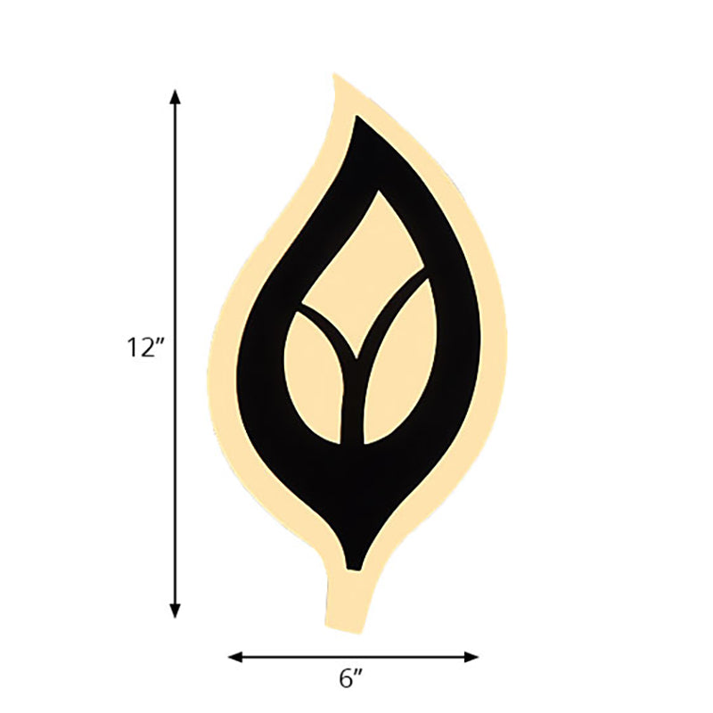 Lampada con scarpa con scarpa da letto a led con sfumatura acrilica a foglia lampada a parete bianca/bianca in luce calda/bianca