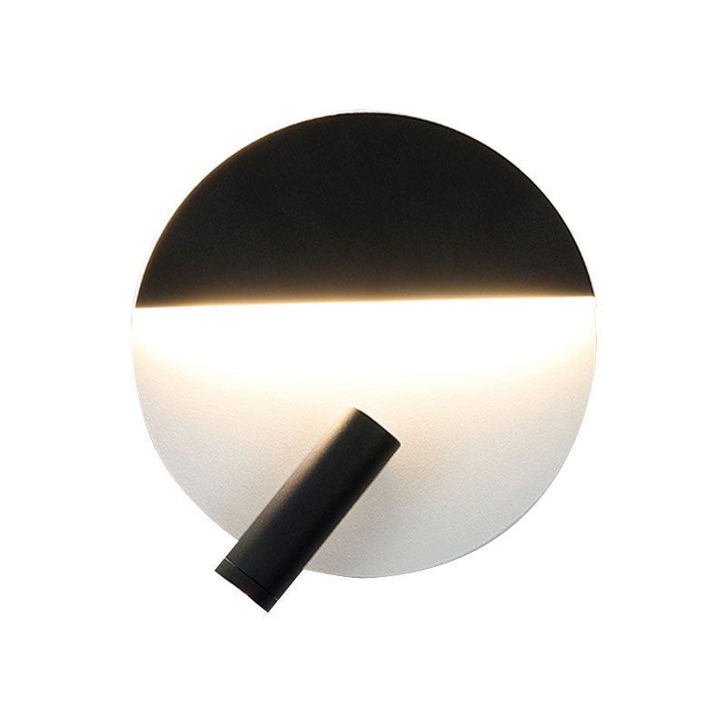 Black/White Round Wall Lamp LED Modern Simple Metallic Wall Light with Spotlight