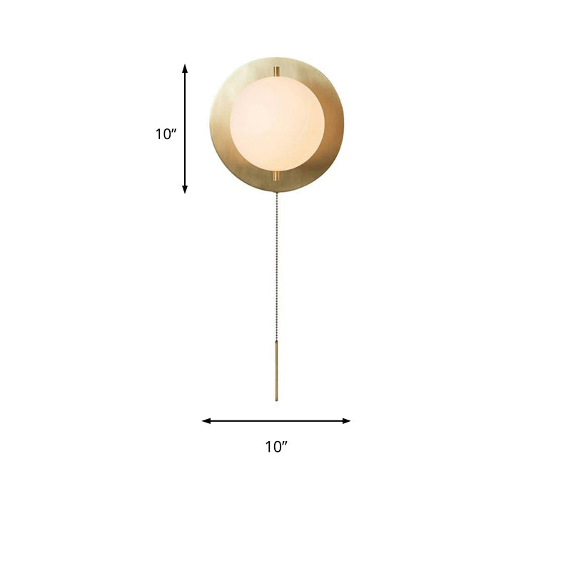 White Orb Shade Wall Light with Brass Base 1 Bulb Modern Stylish Metal Glass Wall Lamp for Boutique