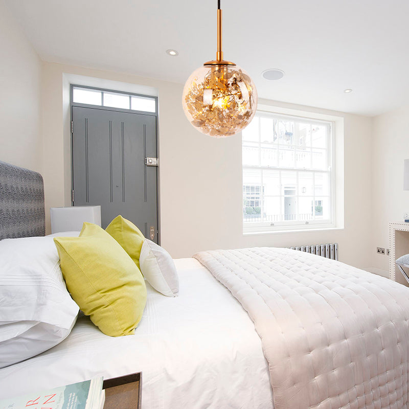 Duidelijke glazen orb -schaduw Wandlicht met bloem deco doek winkel 1 licht moderne hangende wandlamp in zilver/goud