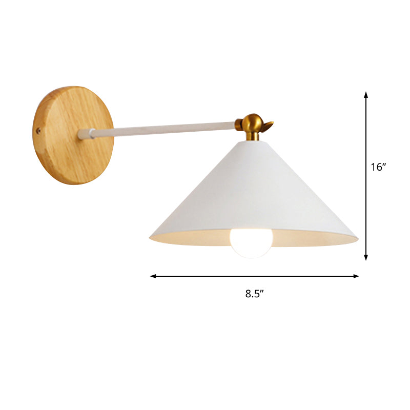 Rotatable White Pyramid Wall Lighting 1 Head Nordic Modern Metallic Sconce Light for Bedroom
