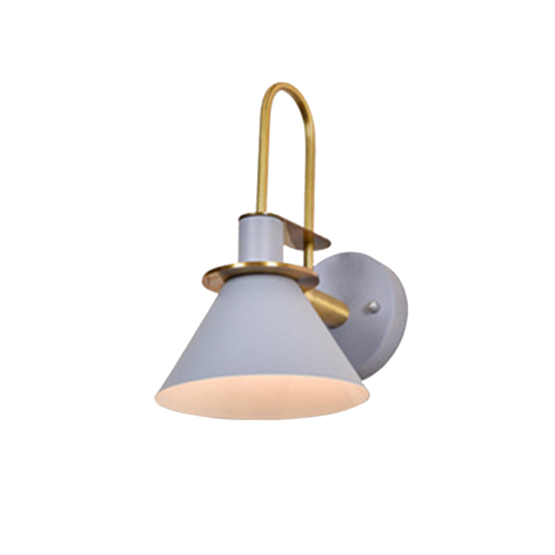 Nordic Pyramid Shade Wall Light Metallic One Light Sconce Light for Study Room Bedroom