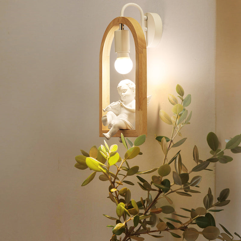 Luce murale per mensole ad arco in legno con adorabile boutique DECO 1 Lampada di applique moderna in beige