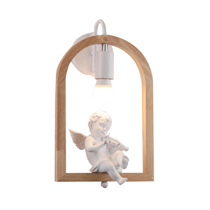Luce murale per mensole ad arco in legno con adorabile boutique DECO 1 Lampada di applique moderna in beige