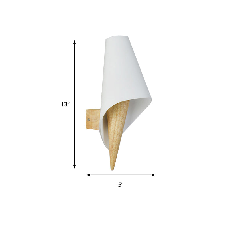 Verre Sweet Cone Mur Light Room 1 Light Contemporary Wall Sconce in White & Beige