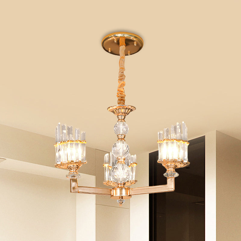 Gouden half geschilder kroonluchter moderne kristallen staaf 3/6 lichten woonkamer hangende hanger