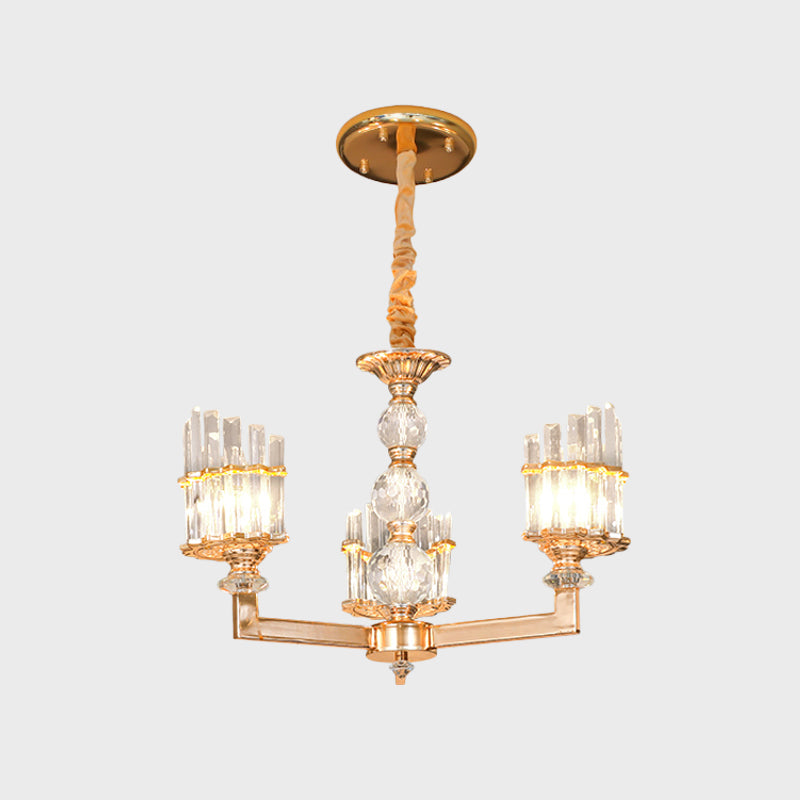 Gouden half geschilder kroonluchter moderne kristallen staaf 3/6 lichten woonkamer hangende hanger