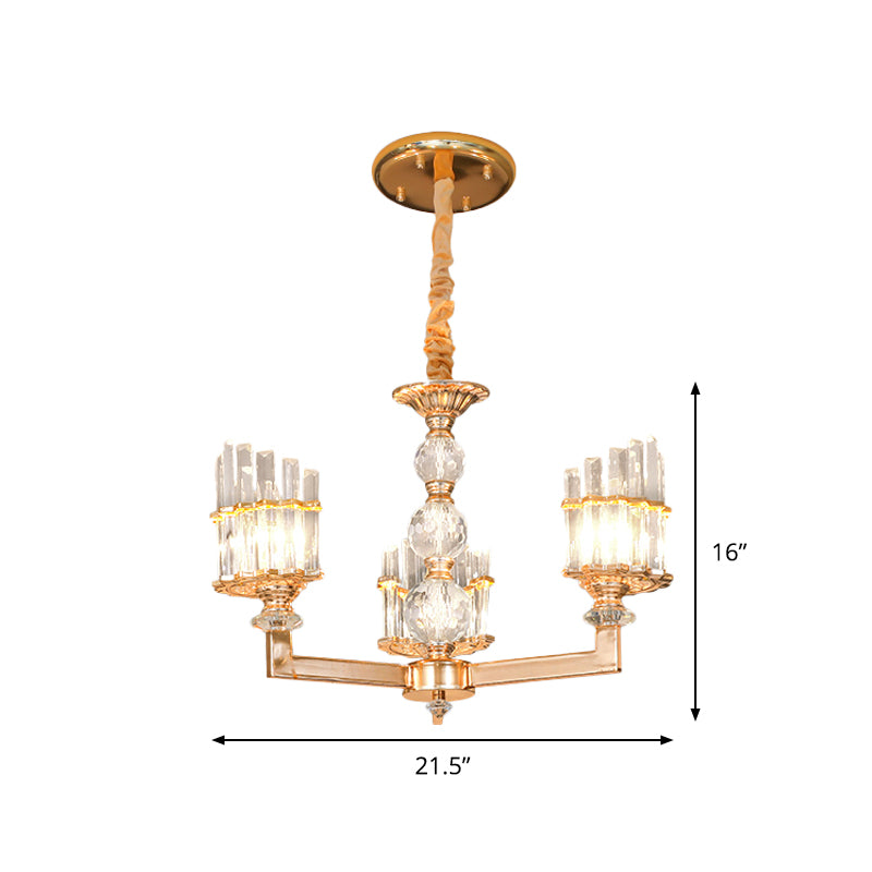 Gouden half geschilder kroonluchter moderne kristallen staaf 3/6 lichten woonkamer hangende hanger