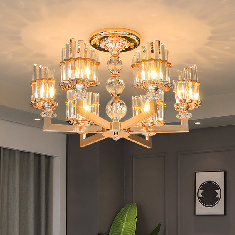 Gouden half geschilder kroonluchter moderne kristallen staaf 3/6 lichten woonkamer hangende hanger