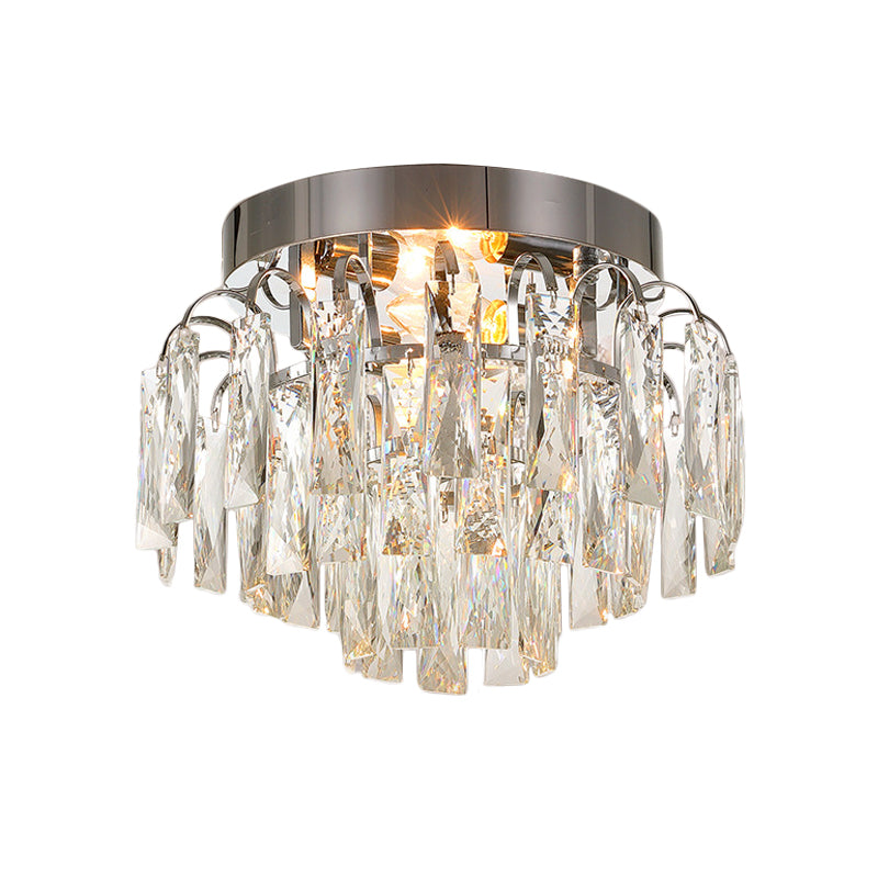 Layered Crystal Rectangles Flushmount Modern Style 2-Bulb Corridor Ceiling Lighting in Nickel/Gold
