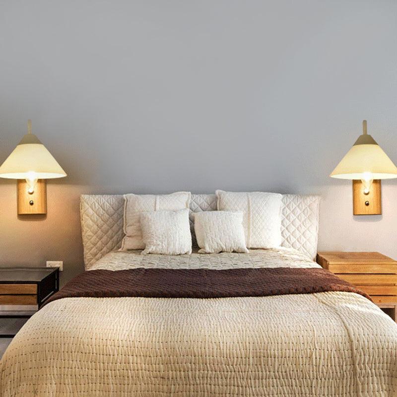 CORRIDO PACCHIARE PER PERCHIO CONICALE SCONCE CONICALE GLAZZO 1 LUCE LUCE MODERNA MODERNA CON BASE IN LEGNO