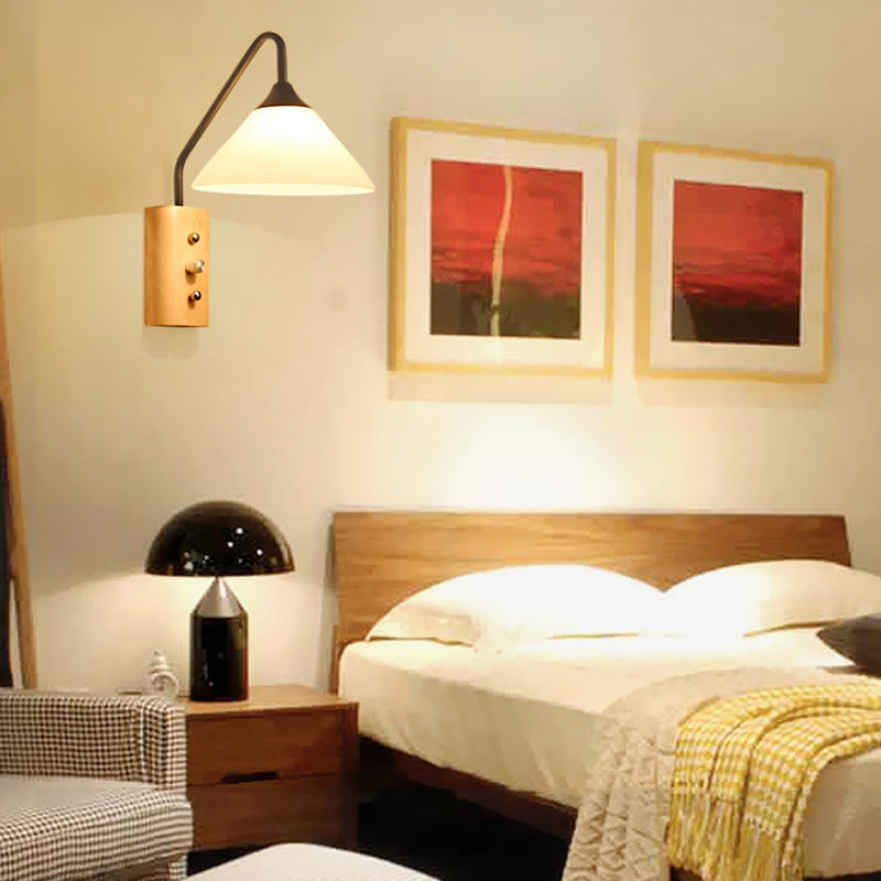 CORRIDO PACCHIARE PER PERCHIO CONICALE SCONCE CONICALE GLAZZO 1 LUCE LUCE MODERNA MODERNA CON BASE IN LEGNO