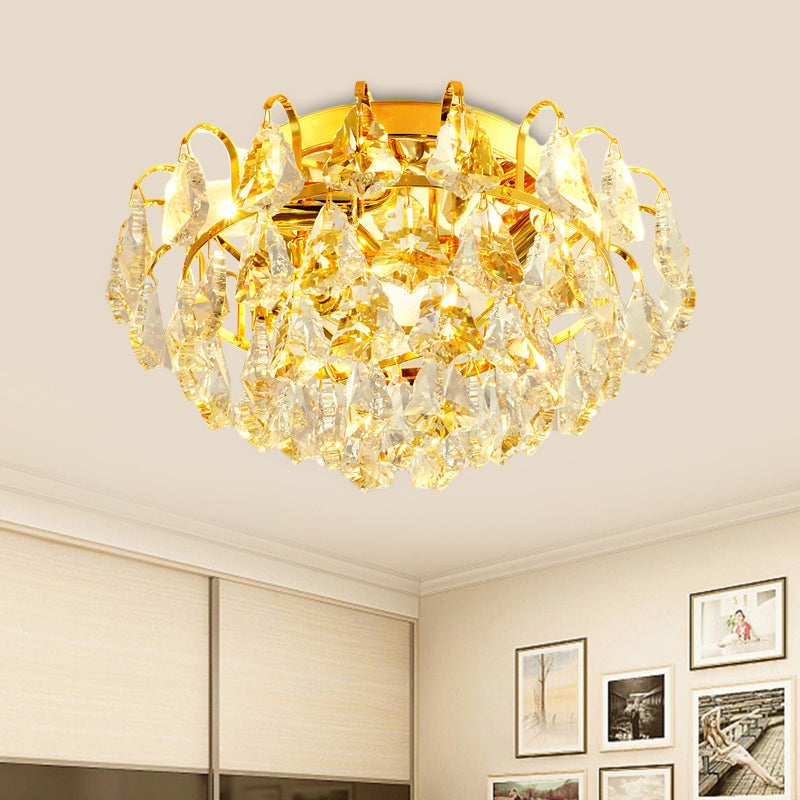 1/3/4-Bulb Flush Mount Lamp Modern Dome/Cone/Tapered Shape Clear Crystal Ceiling Light for Corridor