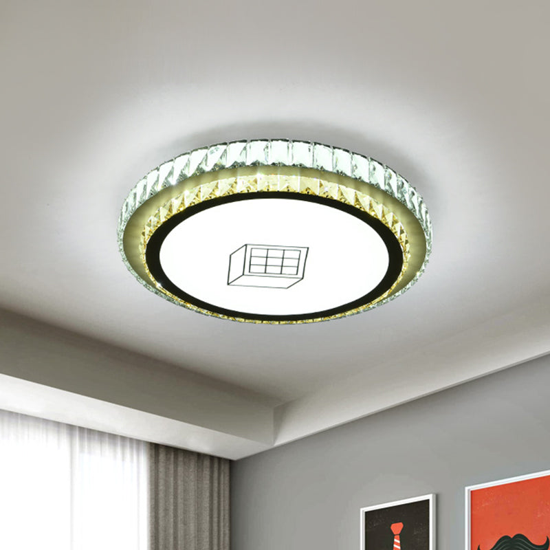 Modernist Round Ceiling Flush Mount Clear Cut Crystal LED Flush Light with Flower/Cube Pattern