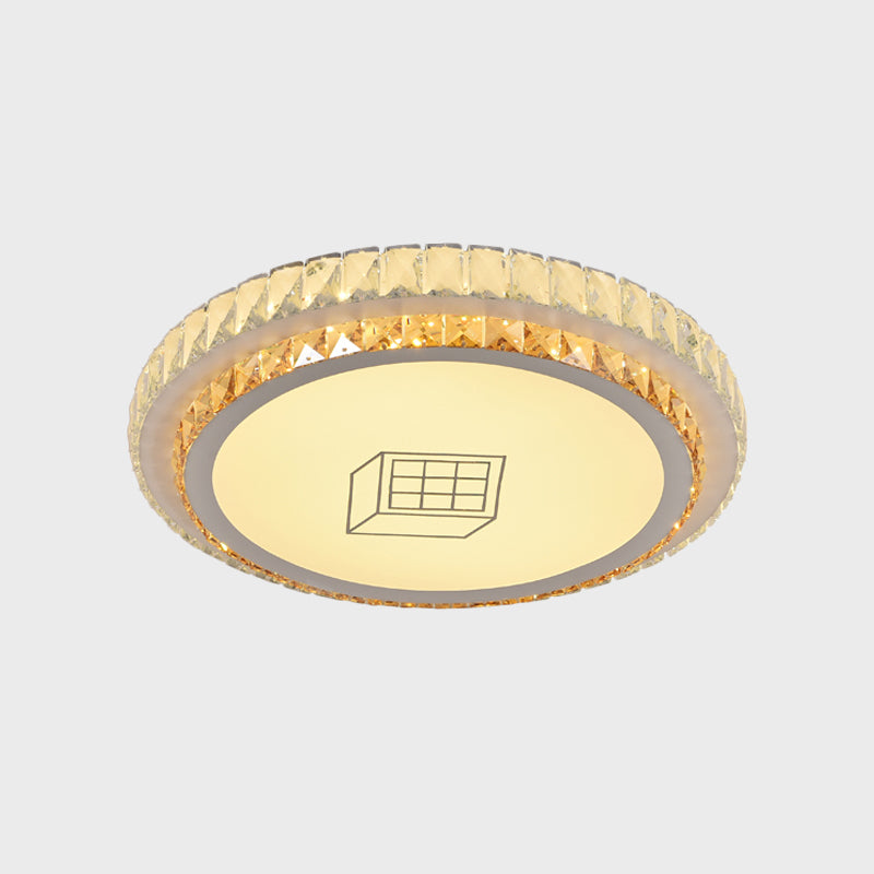 Modernist Round Ceiling Flush Mount Clear Cut Crystal LED Flush Light with Flower/Cube Pattern