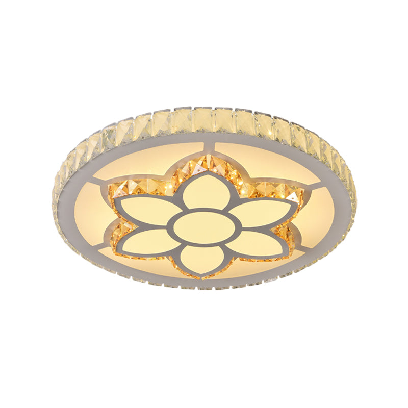 LED Flush Mount Ceiling Fixture Modern Flower/Lemon Slice Clear Crystal Flushmount Lighting for Bedroom