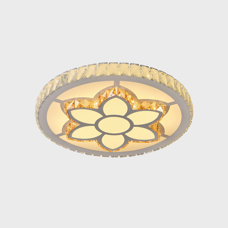 LED Flush Mount Ceiling Fixture Modern Flower/Lemon Slice Clear Crystal Flushmount Lighting for Bedroom
