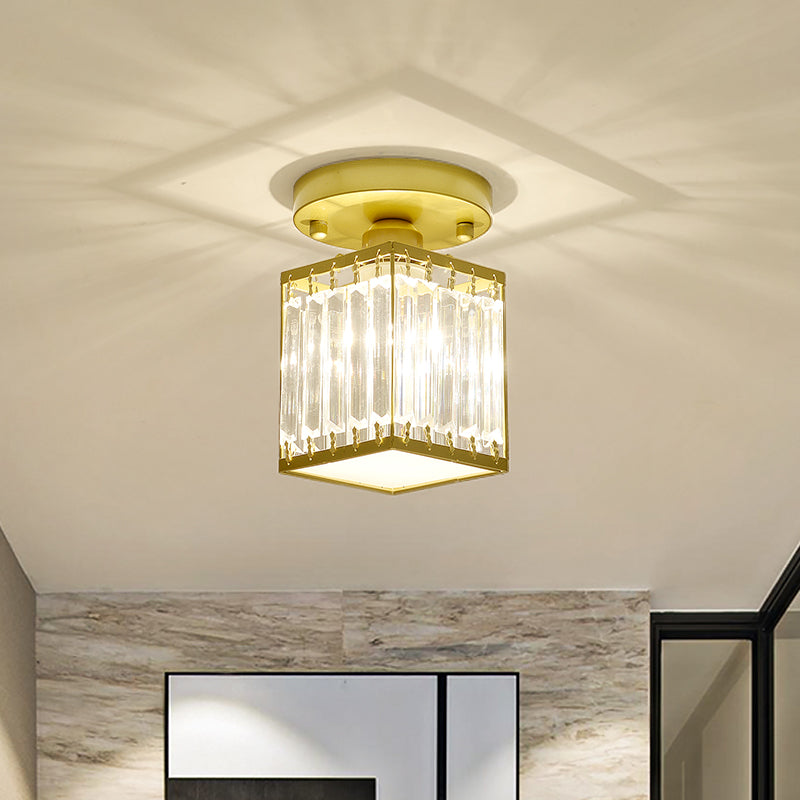 Montaggio a filo a filo piccolo rotondo/quadrato semplice cristallo 1 lampadina nere/oro a sfioramento del soffitto a soffitto