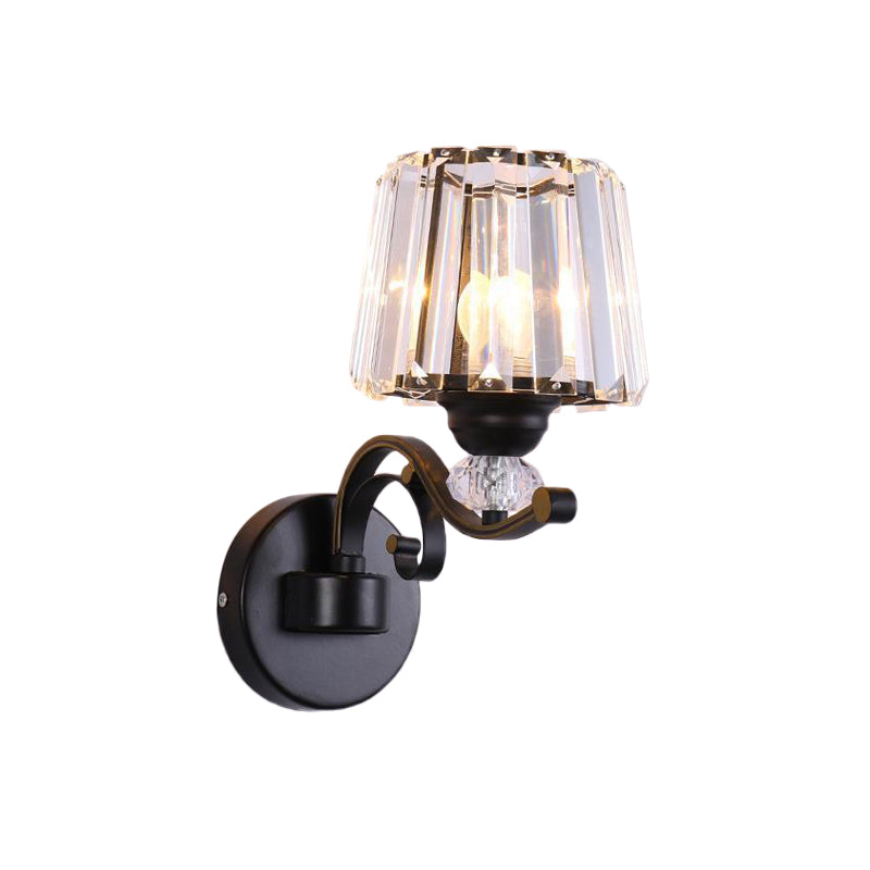 Lámpara de pared de cono de cristal prismático claro tradicional 1/2 bulb de la sala de estar luz de pared en negro