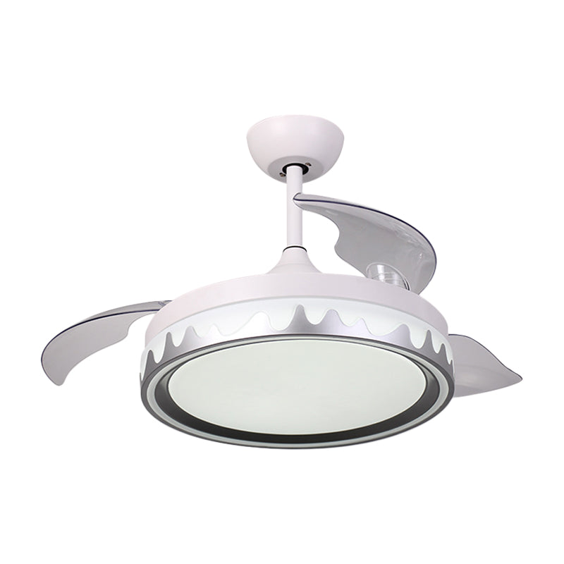 Semi -filo rotondo contemporaneo acrilico da 42 "ventilatore a soffitto camera da letto a led con 3 lama trasparente in bianco
