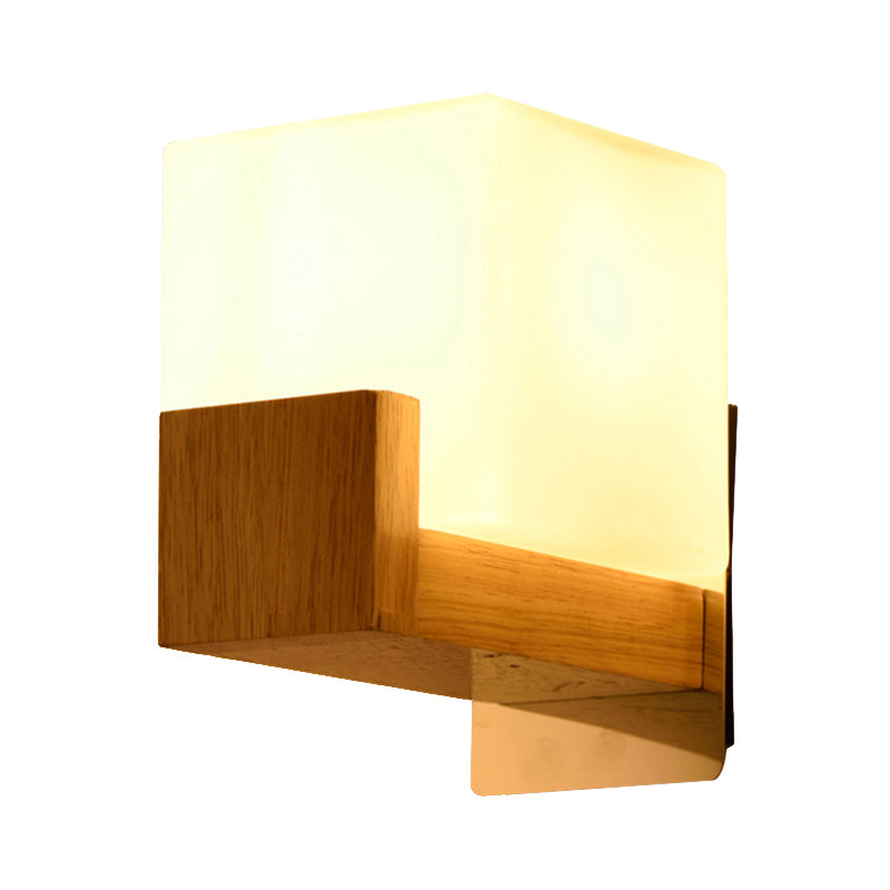 Witte kubus SCONCE LICHT Japanse stijl Eenvoudige opaalglas wandlamp voor trap woonkamer