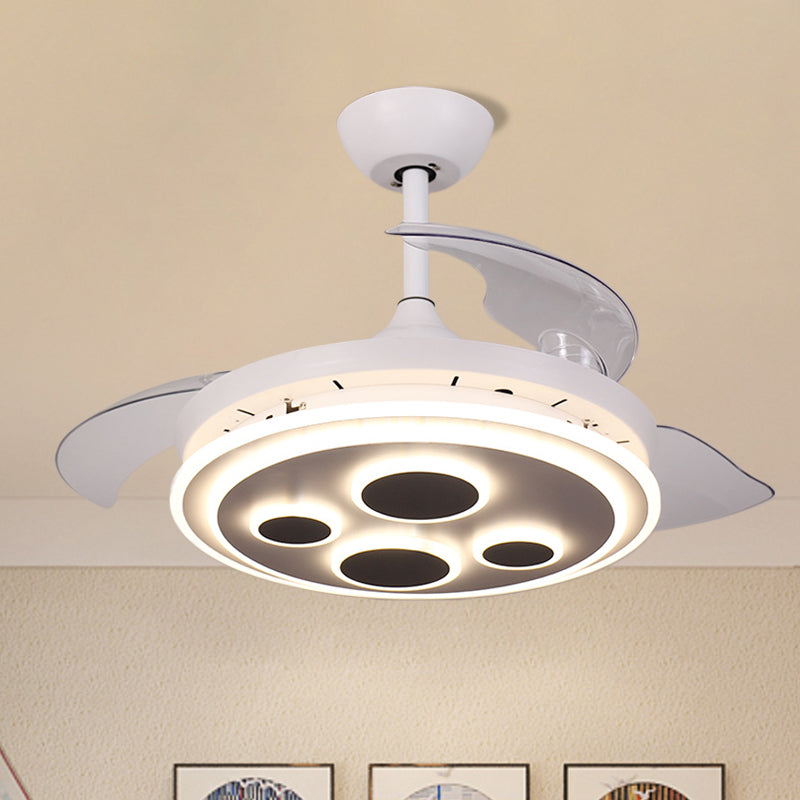 42 "W witte cirkel semi -spoeling eenvoud acryl 3 messen led hangende ventilatorverlichting voor salon