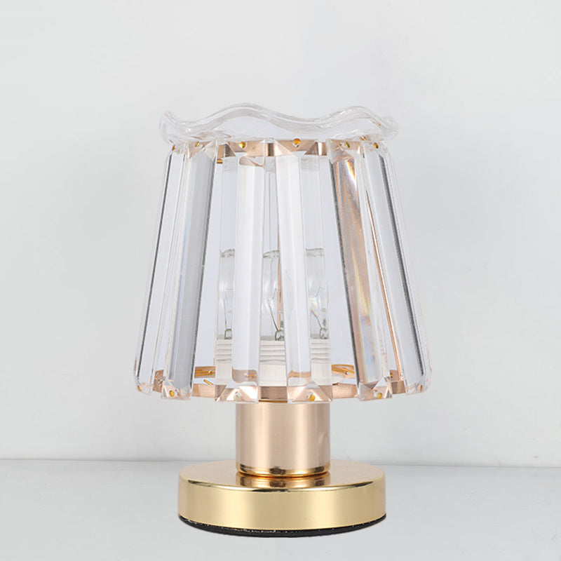 Prismi di cristallo smussato Lampada da scrivania affusolata Lampada da lettura minimalista a 1 luce in oro