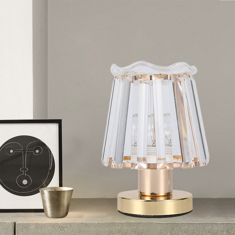 Prismi di cristallo smussato Lampada da scrivania affusolata Lampada da lettura minimalista a 1 luce in oro