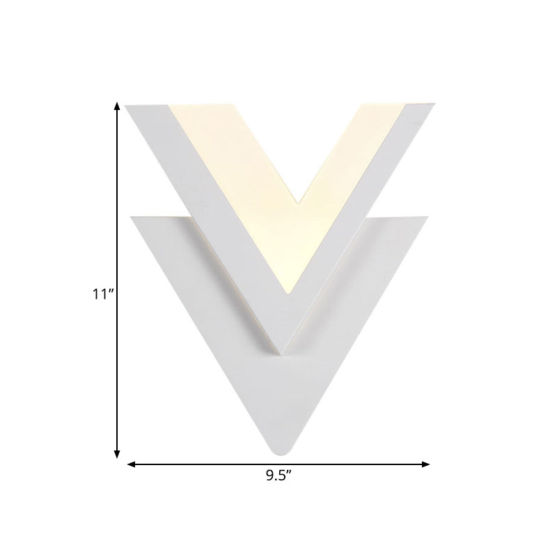 Double-V Bedroom Sconce Light Acrylic LED Simplicity Wall Lighting Fixture in Warm/White
