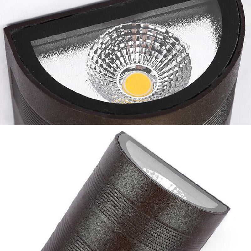 Lampada metallica a metà cilindro lampada rondella moderna in stile moderno 2 teste nere a parete montata in illuminazione calda/bianca