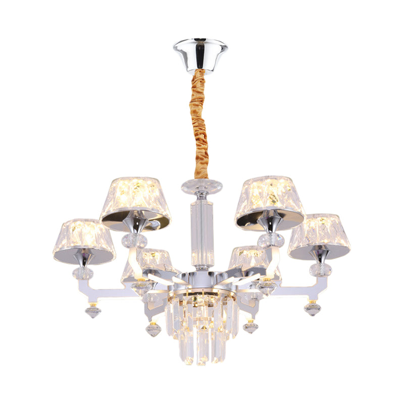Duidelijke kristal zilver plafondlamp cilindrisch 6/8 bollen traditionele hanger kroonluchter, warm/wit/natuurlijk licht