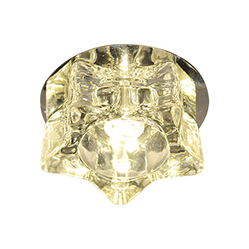 Star-Shape LED Ceiling Fixture Contemporary Clear Crystal Living Room Flushmount Lighting in Warm/White/Multi Color Light