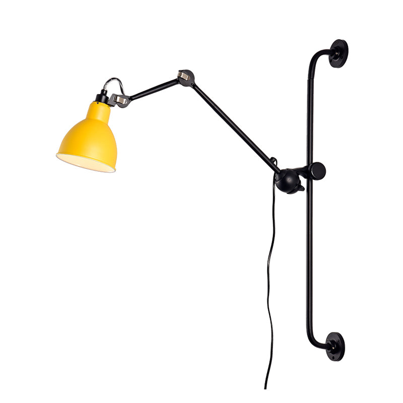 Tombre de cúpula negro/negro Luz de pared Modernista 1 Cabeza Lámpara de pared ajustable metálica para el comedor